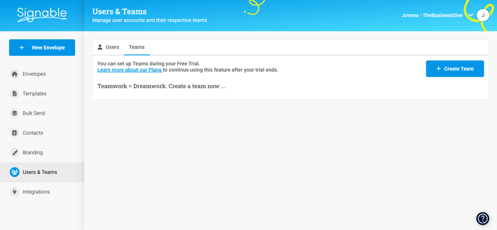 signable team management features