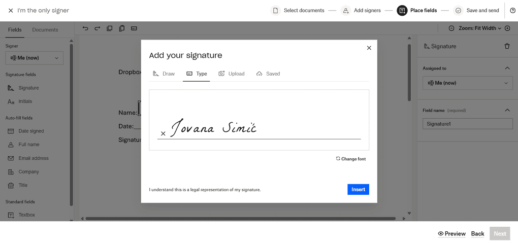 Dropbox Sign's key features