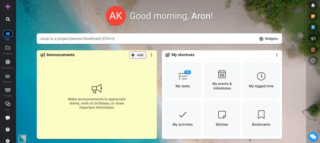 ProofHub dashboard feature