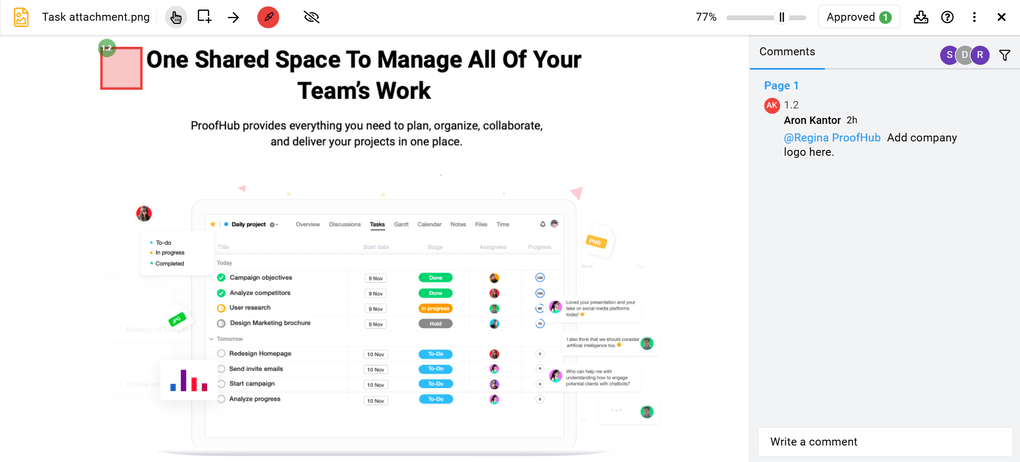 ProofHub's proofing tools review