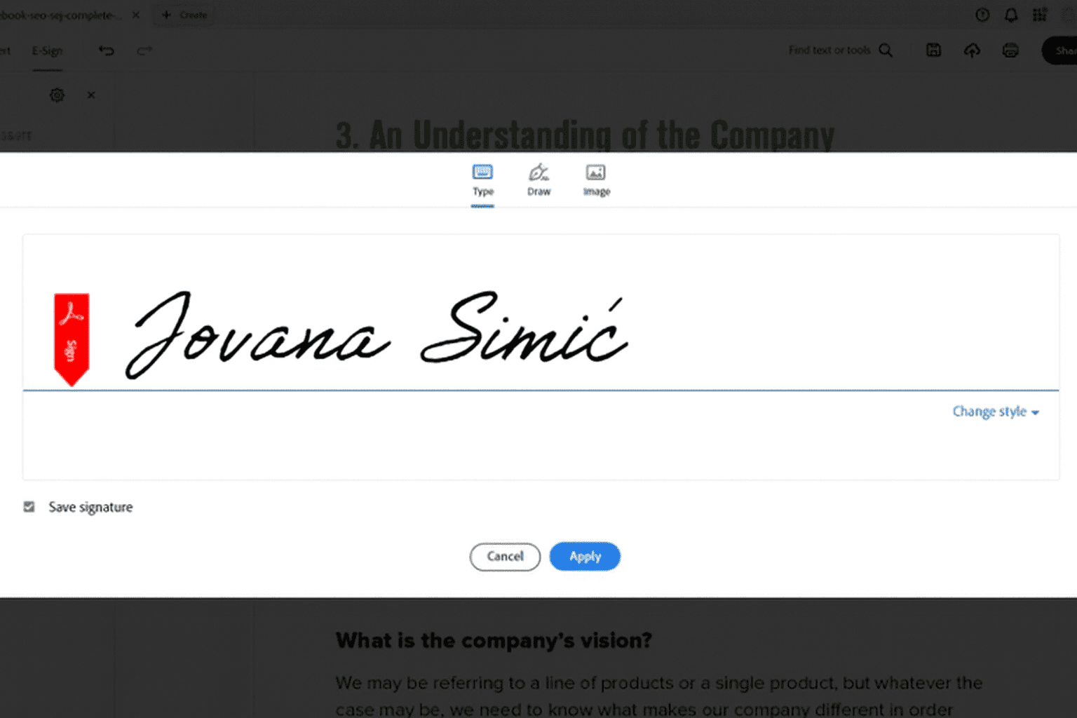 adobe acrobat sign signature