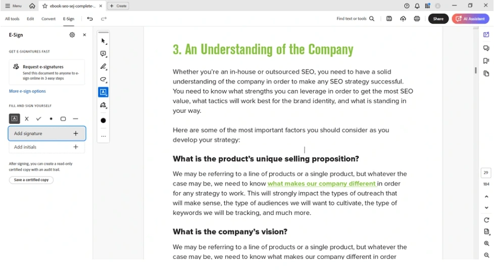 adobe sign features