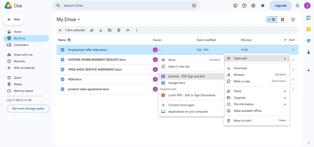 dochub google drive add-on