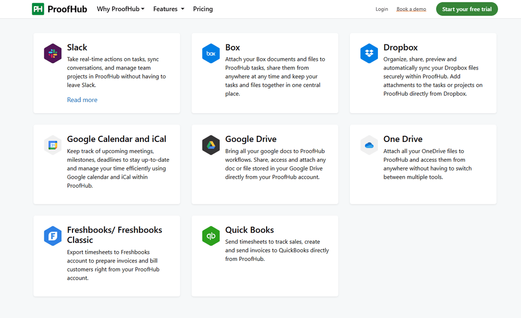 proofHub's integrations