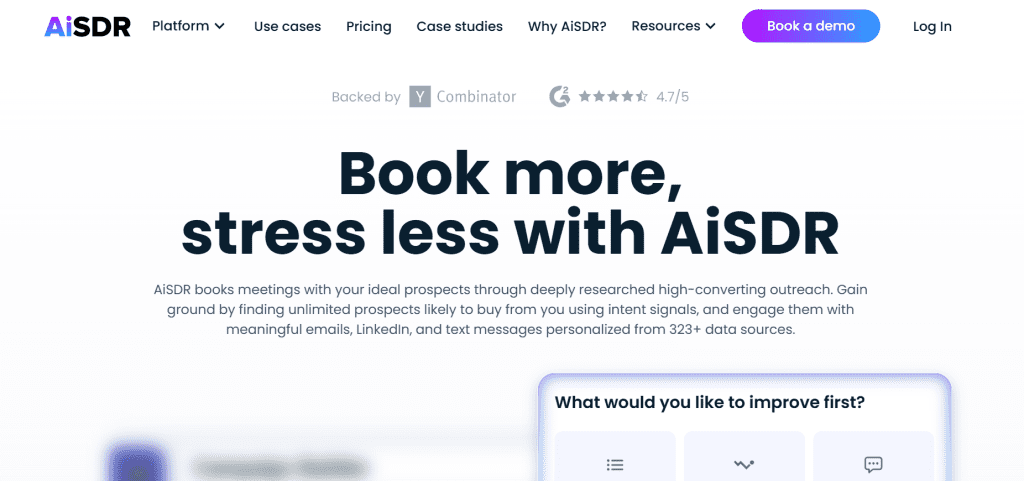 AiSDR books meetings with your ideal prospects