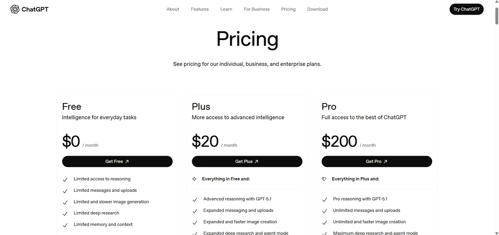ChatGPT's pricing