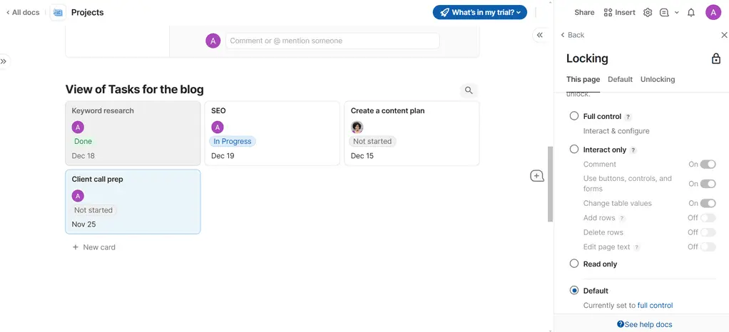 Coda's view of tasks feature