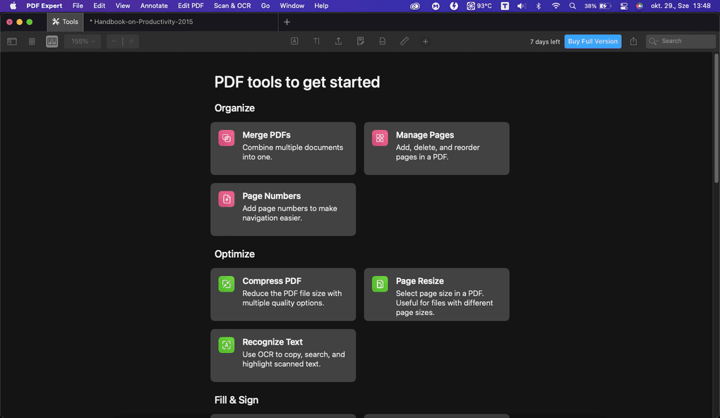 PDF Expert user interface