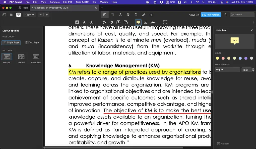 PDF Expert's annotation tools