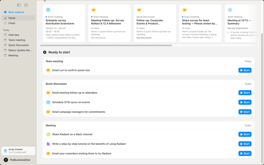 Radiant's home page review