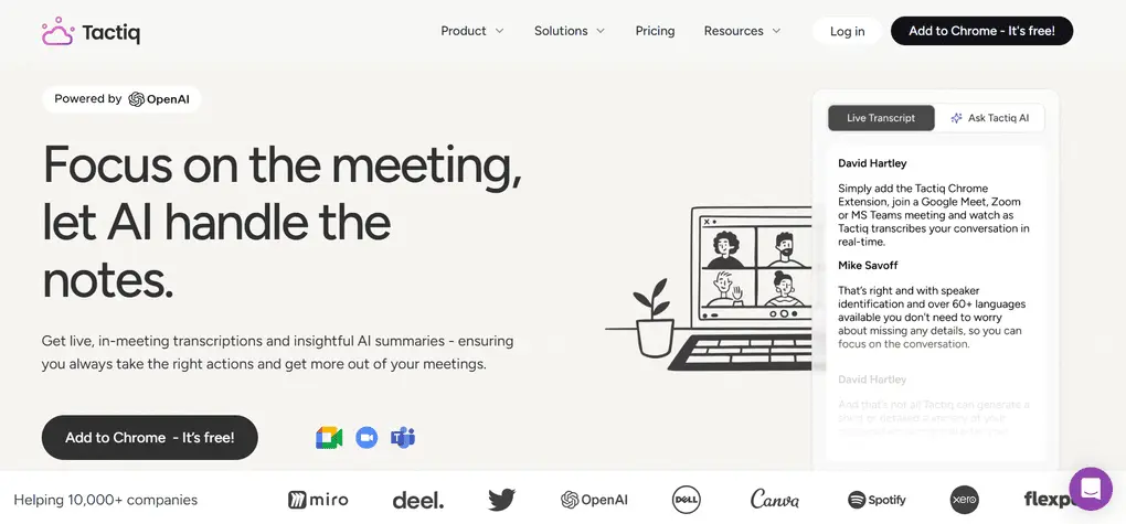Tactiq AI meeting note taker