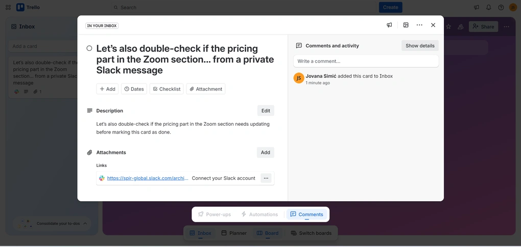 Trello's turn Slack messages into Trello cards feature