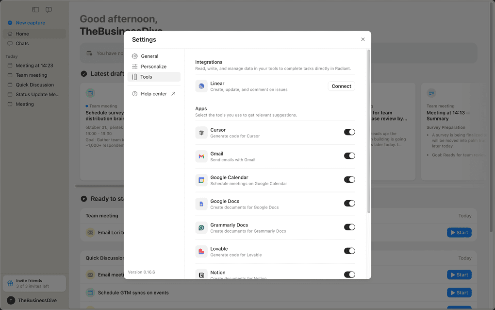 integrating Radiant with third party apps