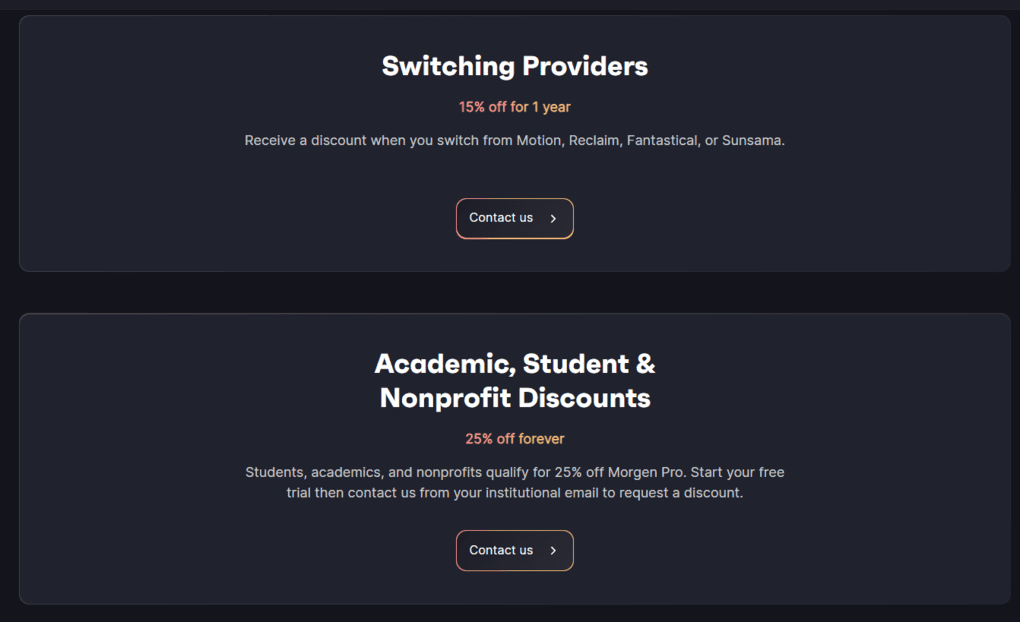 morgen pricing discount