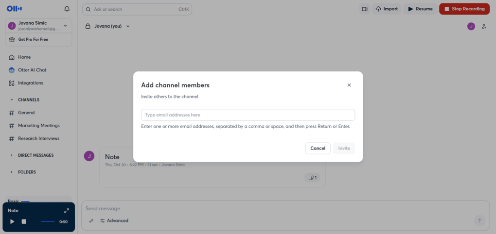 otter ai channel members