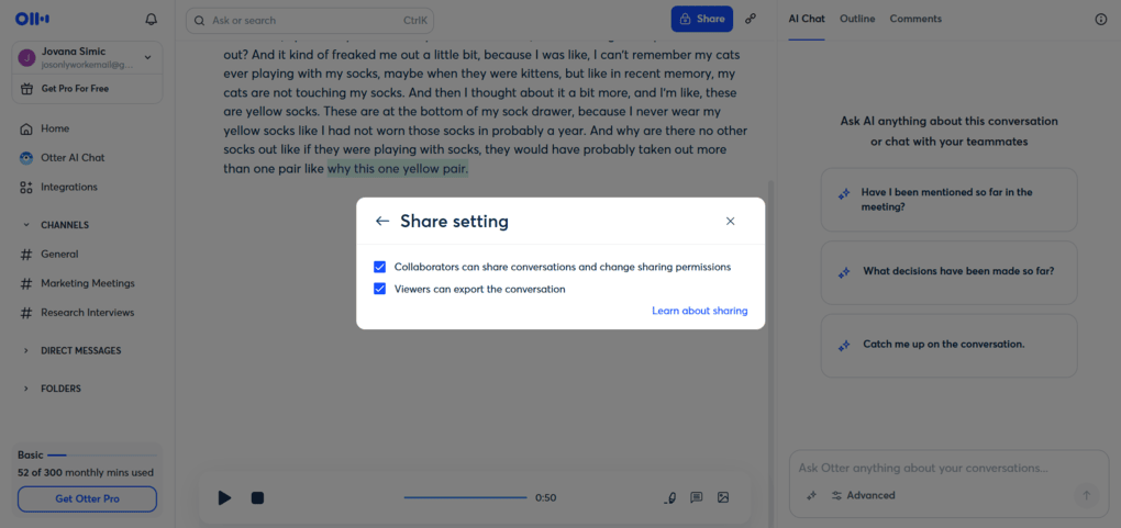 otter ai collaboration
