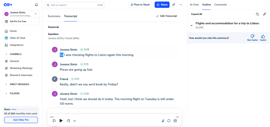 otter ai transcript mistakes