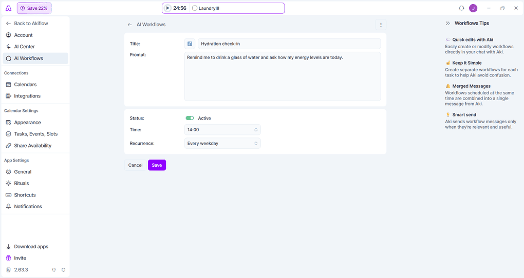 Akiflow AI workflow template