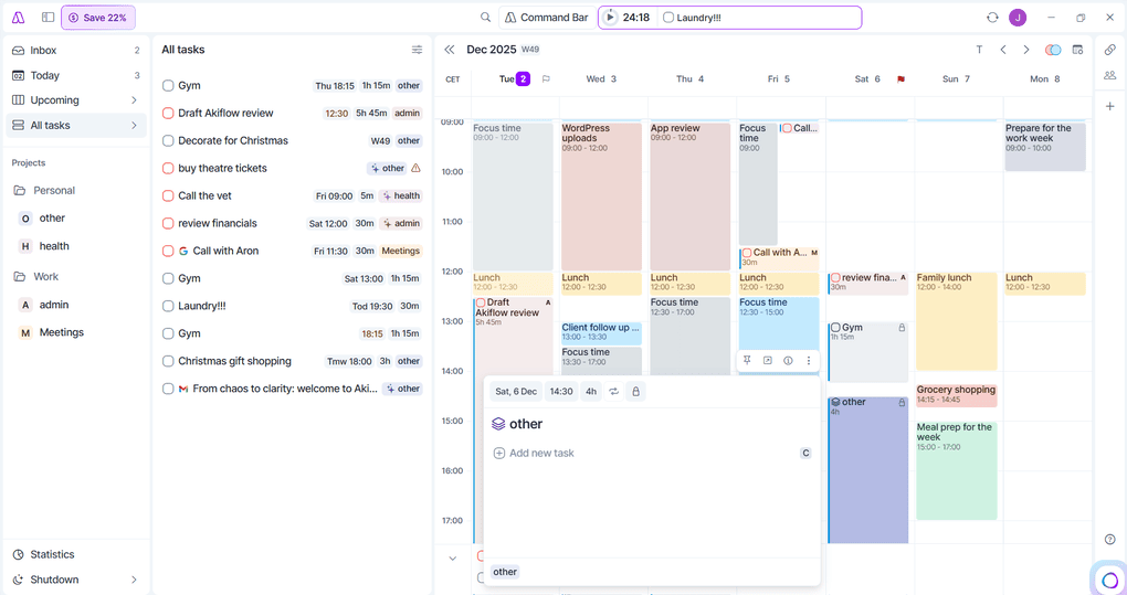 Akiflow task management