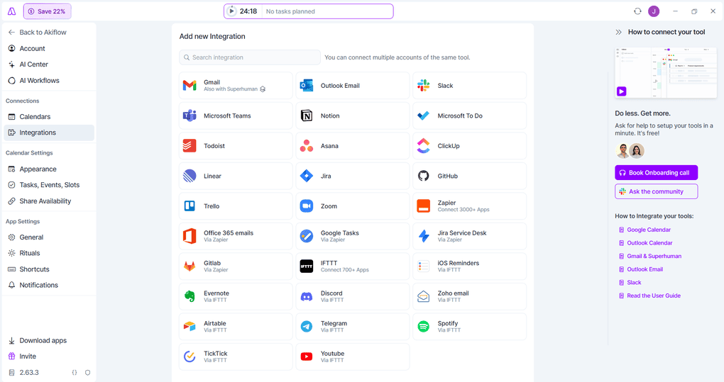 Akiflow's integrations