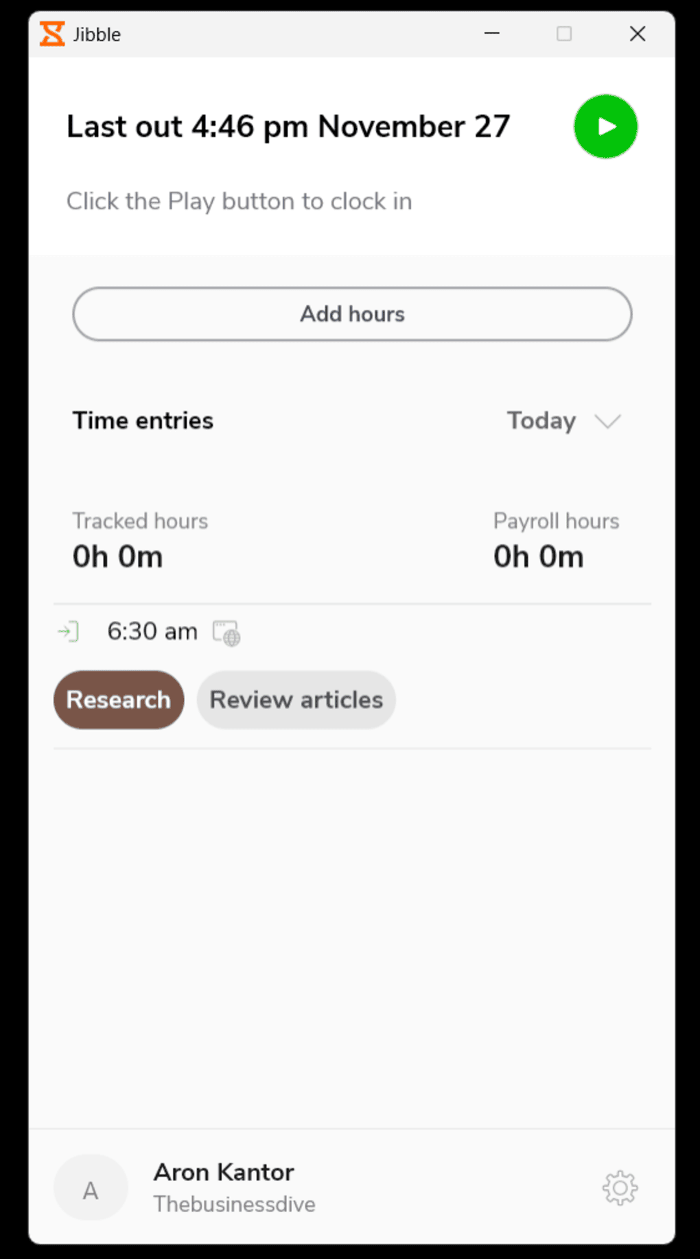 Clock ins with Jibble's desktop app
