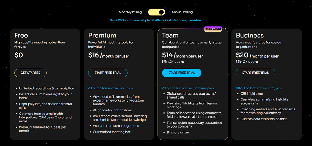 Fathom paid plans