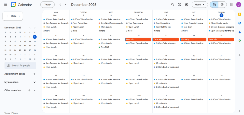 Google Calendar features