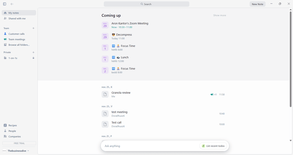 Granola review_user interface