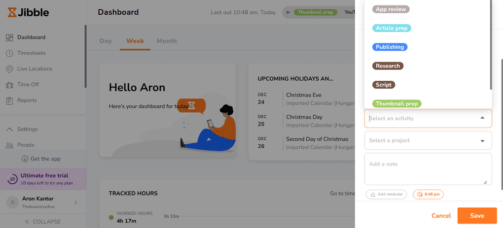 Jibble time tracking feature review