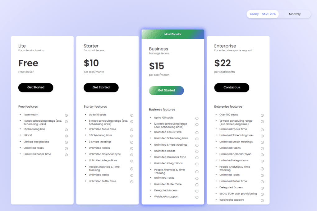 Reclaim AI pricing