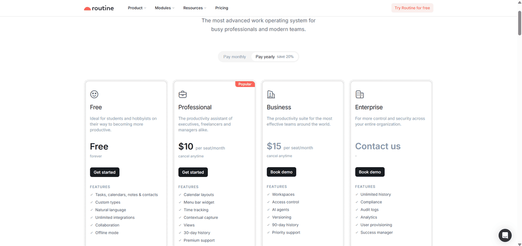 Routine pricing