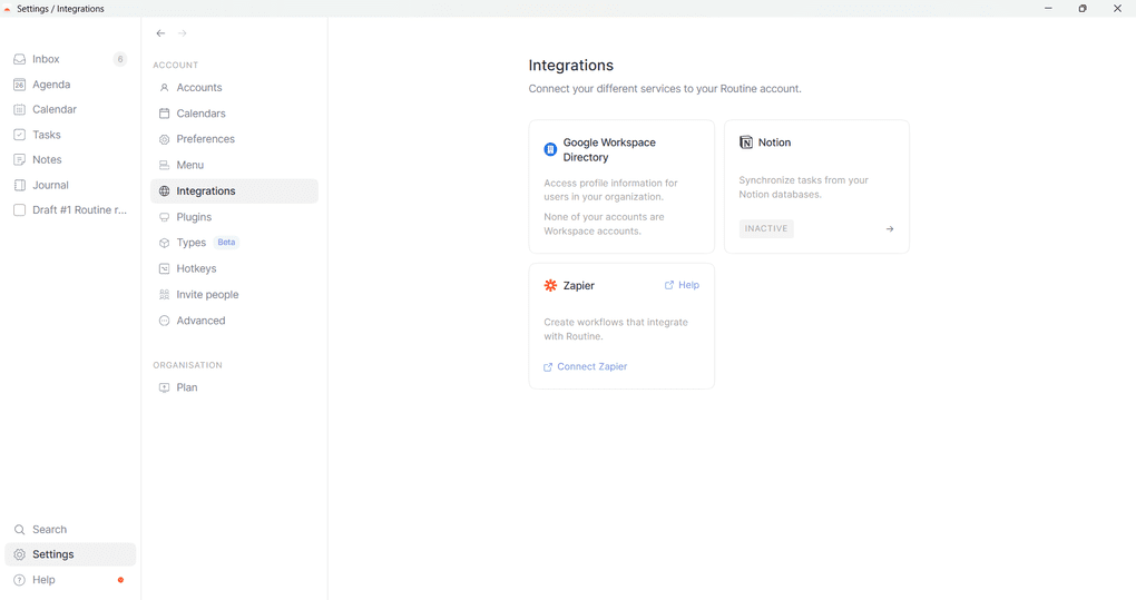 Routine's integrations