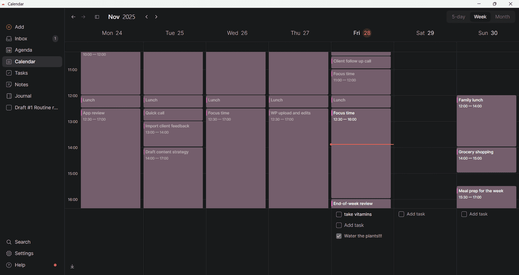 Routine's user interface