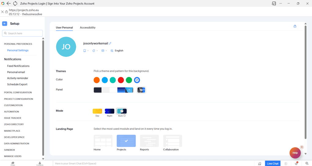 Zoho Projects user interface