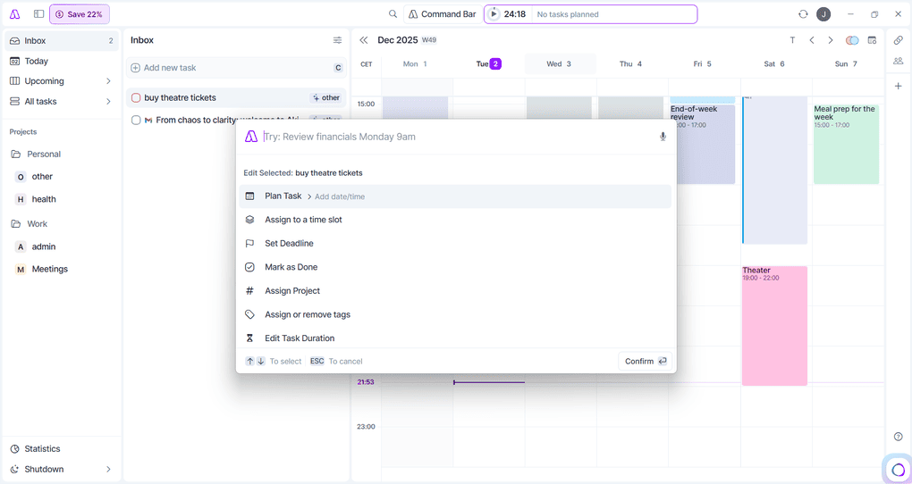 Akiflow vs Motion_Akiflow command bar