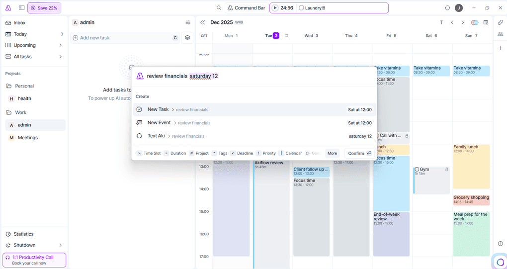 Akiflow vs Motion_Akiflow natural language input