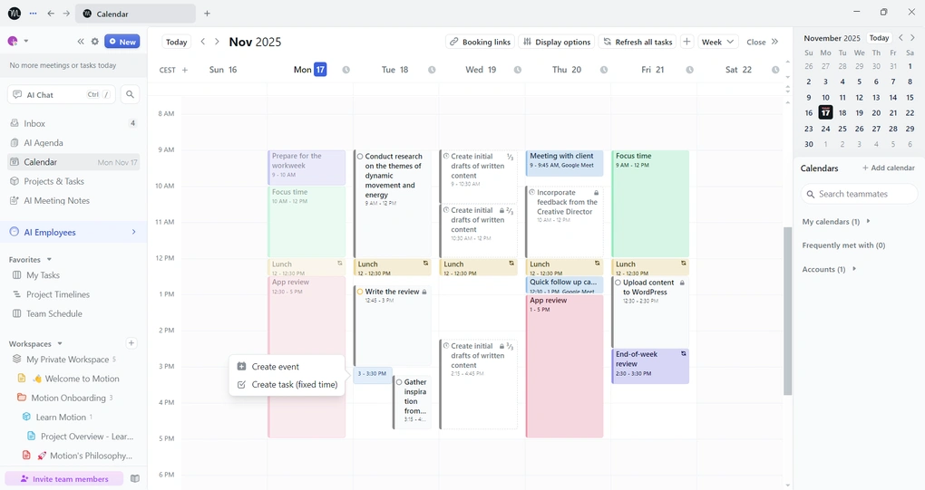 Akiflow vs Motion_Motion calendar feature