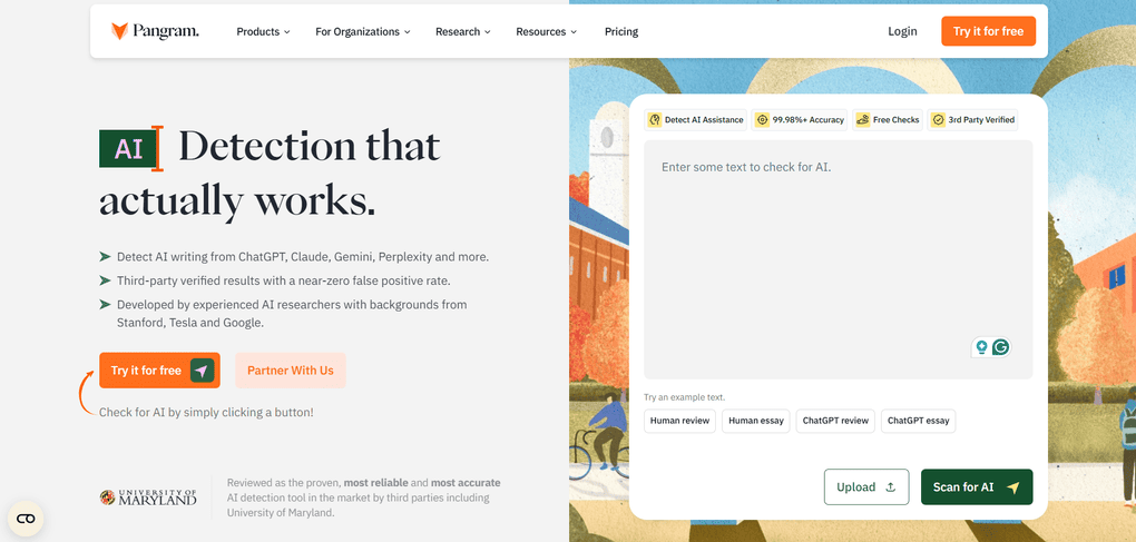 Best AI content detector for contextual AI detection_Pangram