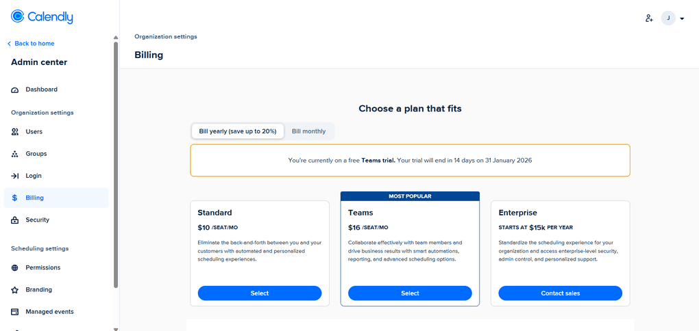 Calendly's pricing