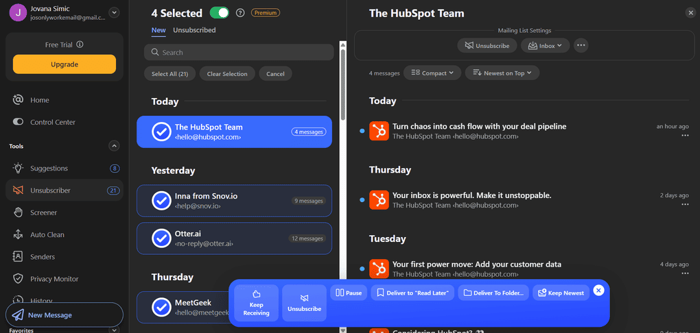 Clean Email Bulk select
