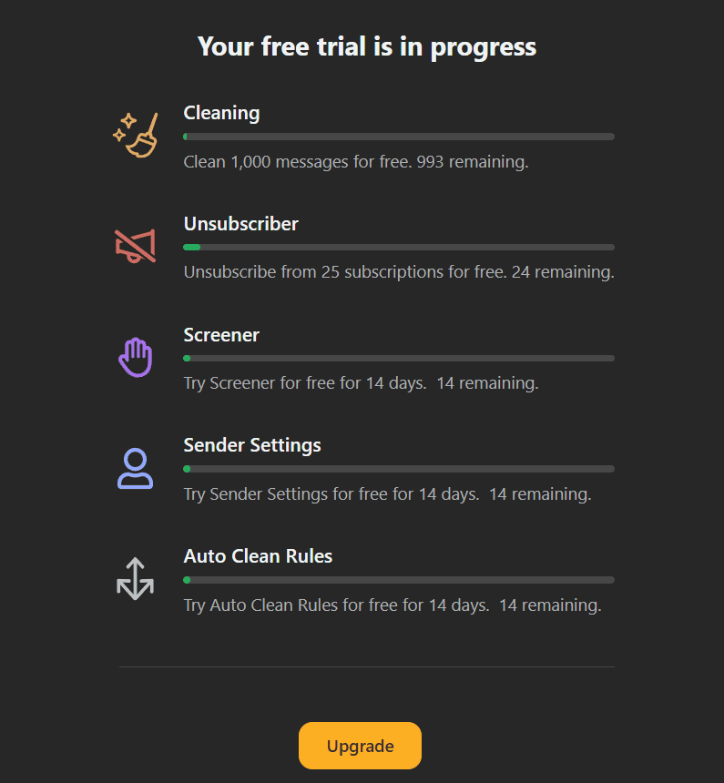 Clean Email free trial