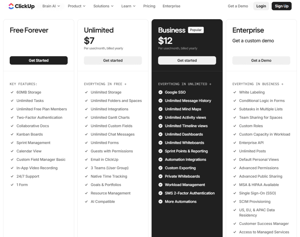 ClickUp pricing