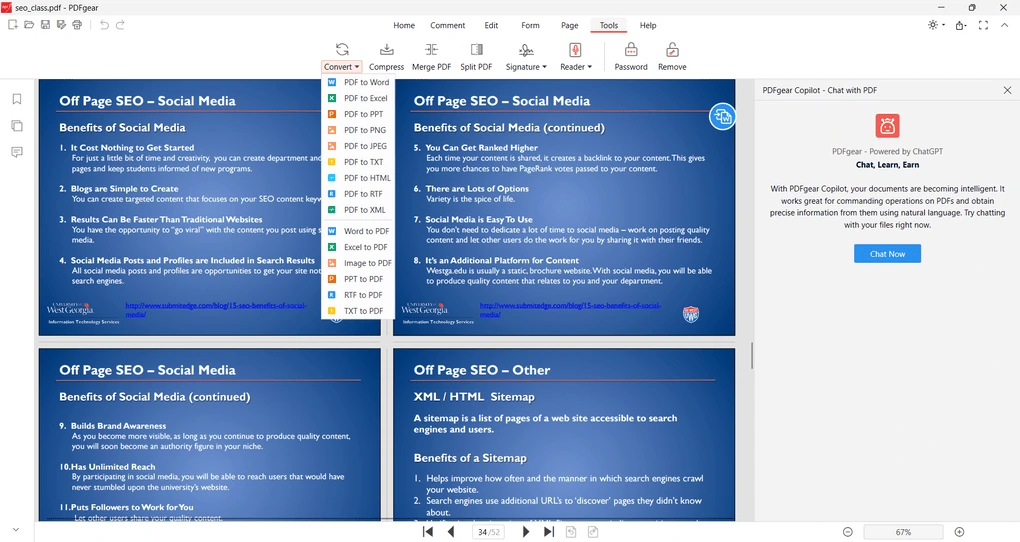 Converting pdfs with PDFgear