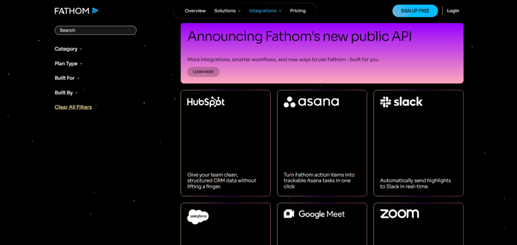 Fathom's integrations