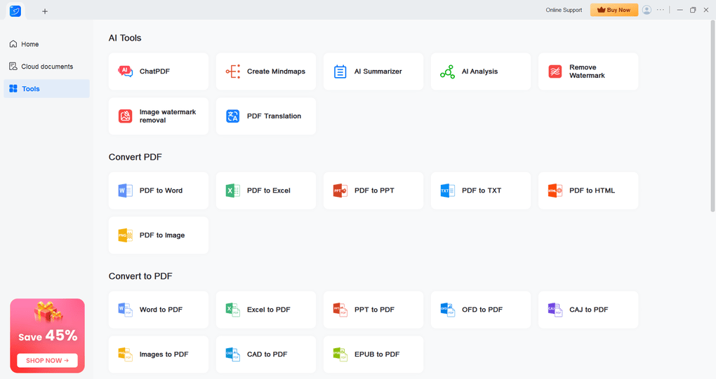LightPDF user interface