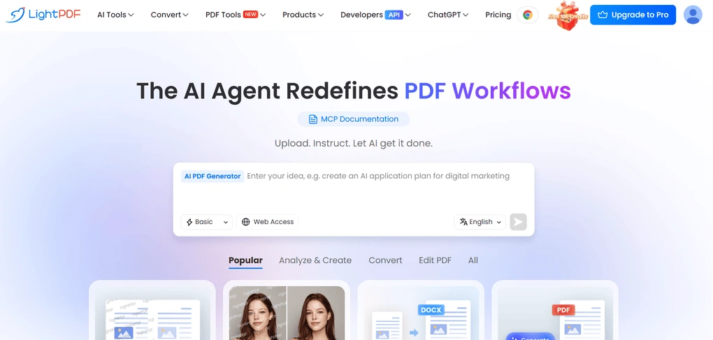 LightPDF's web platform