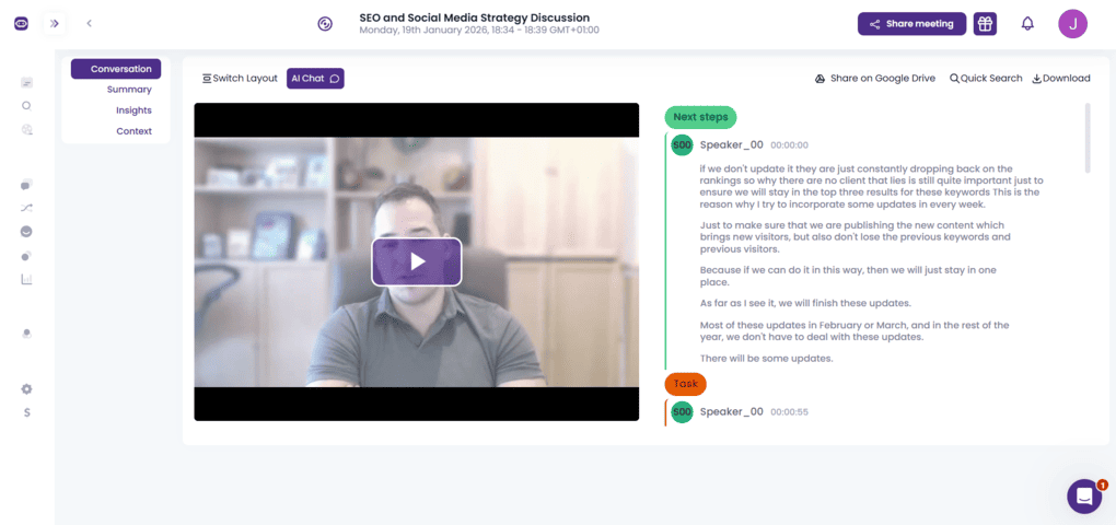 MeetGeek meeting recording