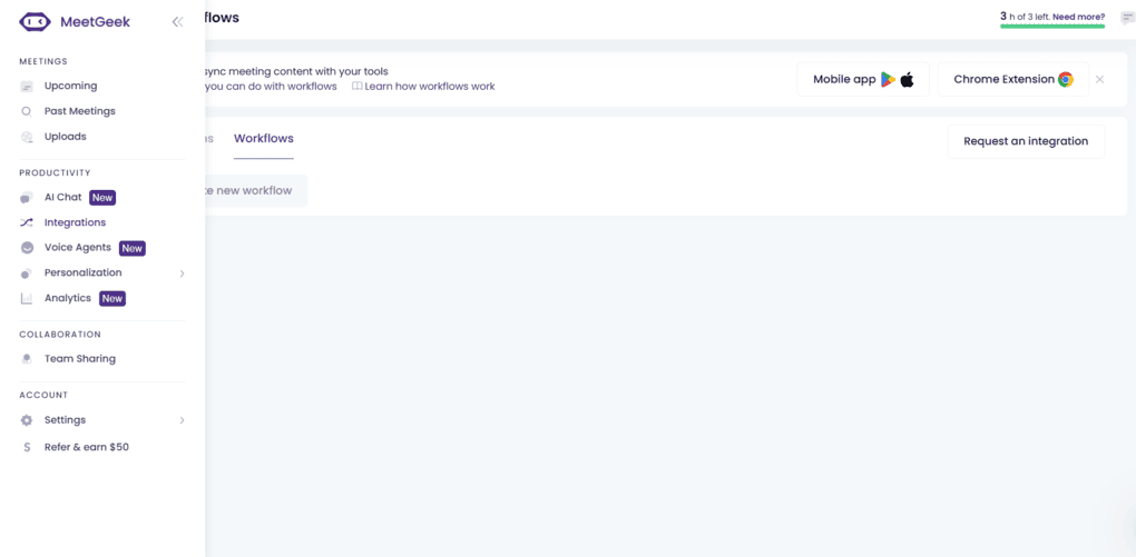 MeetGeek user interface