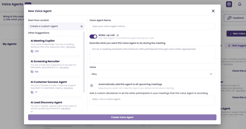 MeetGeek voice agents