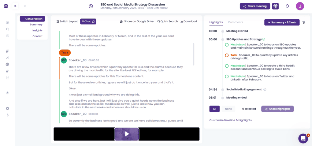 MeetGeek's AI summary